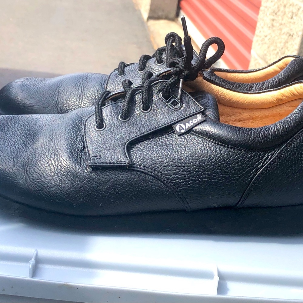 Acor Black Leather Lace Up Shoes Comfort Walking shoes Size 44.5/11US